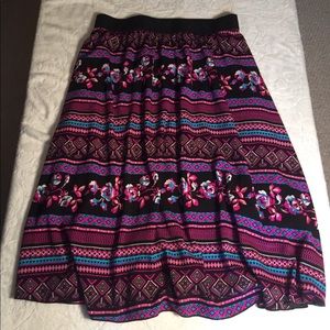 Lularoe Lola, bright pink/purple/teal/black, NWOT